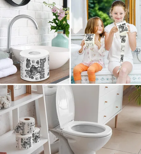 Vista 4 de Printed TP Beware of Bear Poop - Papel higiénico impreso para broma, sorpresa, decoración de baño, regalo novedoso para hombres, mujeres, amigos