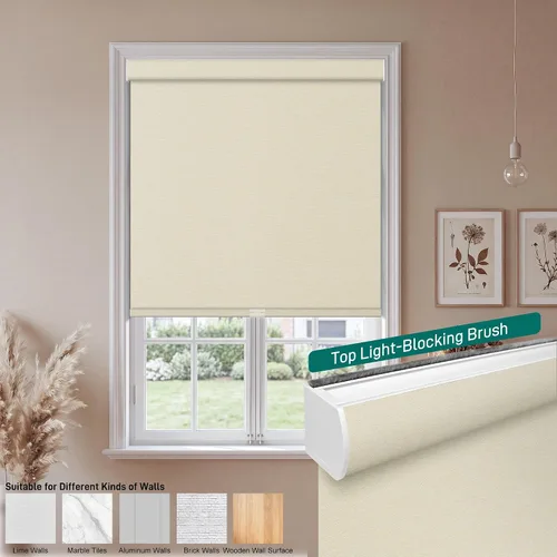 Vista 7 de Persianas enrollables opacas y cortinas sin cordones para ventanas con tela jacquard, protección UV, con aislamiento térmico, persianas
