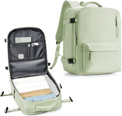 Vista 39 de WONHOX - Mochila grande, aprobada para vuelo, unisex, para viajes, trabajo, negocios o laptop, a1-Negro, Medium
