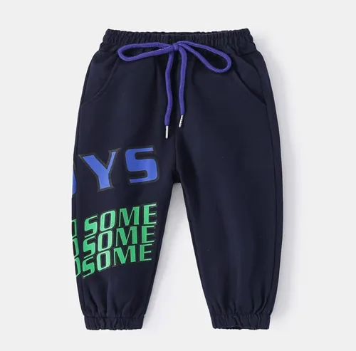 Vista 2 de Irsutey Pantalones deportivos casuales con estampado de letras para bebés y niños pequeños, pantalones deportivos con cintura elástica para niños
