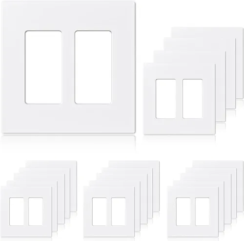 Vista 30 de ELEGRP Placas decorativas de pared sin tornillos, de tamaño mediano, cubierta termoplástica irrompible para interruptor de salida de receptáculo