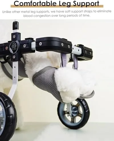 Vista 6 de 4-Wheel Dog Wheelchair for Small & Large Dogs, Adjustable Full Support Pet Leg Braces, Disabled Dog Mobility Aid, Soft Rehabilitation Cart for Cats