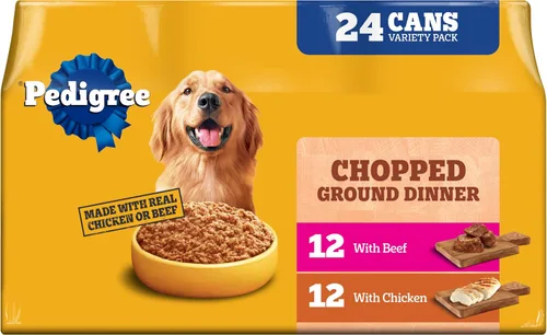 Vista 15 de Pedigree Cena Picada Molida Alimento Húmedo para Perros Variedad de Pollo y Carne de Res, Latas de 13.2 oz. (12 Unidades, Paquete de 1)