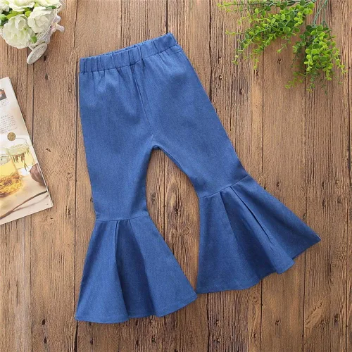 Vista 3 de Pantalones acampanados para niñas pequeñas, pantalones acampanados con volantes, pantalones de pierna ancha, leggings para bebé y niña