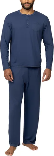 Vista 19 de PajamaGram Conjunto de pijama para hombre, clásico, 100% algodón Negro