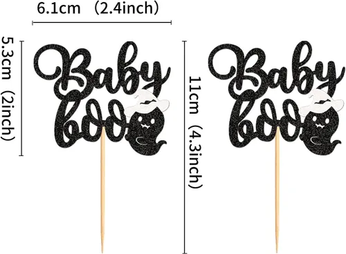 Vista 6 de 24 piezas de Halloween Baby Boo Cupcake Toppers Boo Ghost Cupcake Picks Baby Shower Halloween Boy Girl First Birthday Party Decoración Suministros