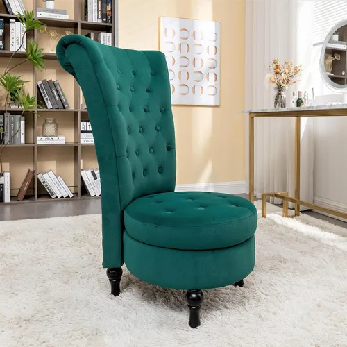 Vista 6 de Container Furniture Direct Royal - Silla de acento de terciopelo con respaldo alto para tocador con almacenamiento y tapicería de lujo, diseño retro