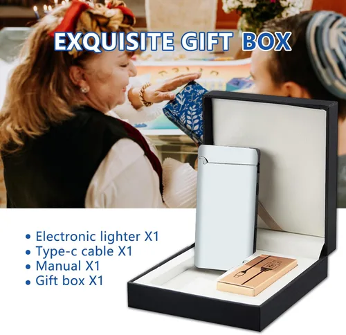Vista 6 de GADATOP Encendedor eléctrico recargable USB, encendedor creativo personalizado, encendedores de plasma, luces LED de indicador de batería LED