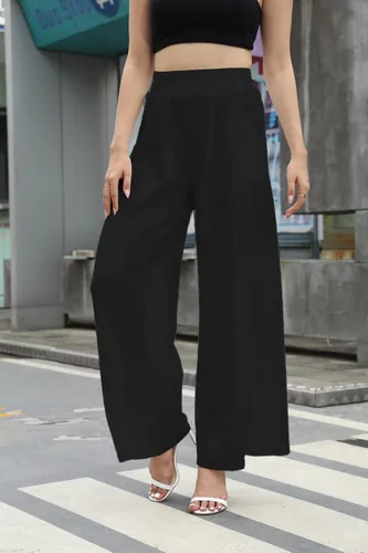 Vista 4 de SHINFY Pantalones palazzo elásticos de pierna ancha para mujer (S-3XL)