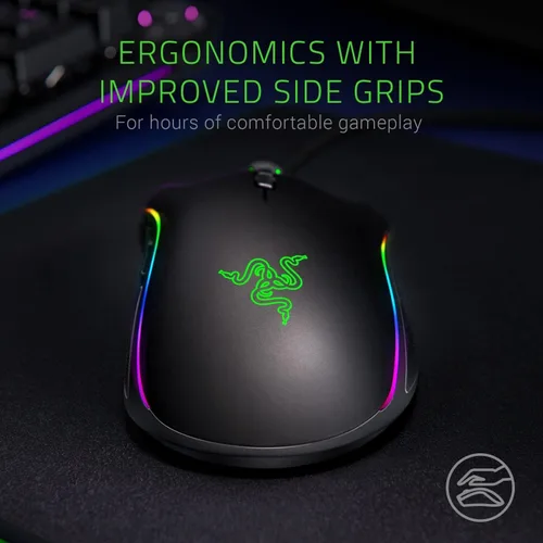 Vista 5 de Razer Mamba Elite Mouse para juegos con sensor óptico 5G de 16.000 DPI y 9 botones programables, factor de forma ergonómico, Chroma alimentado
