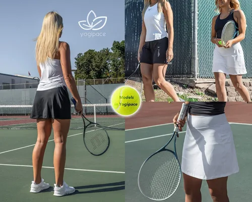 Vista 6 de Yogipace - Falda de tenis para mujer, protección UV, 17 pulgadas de largo