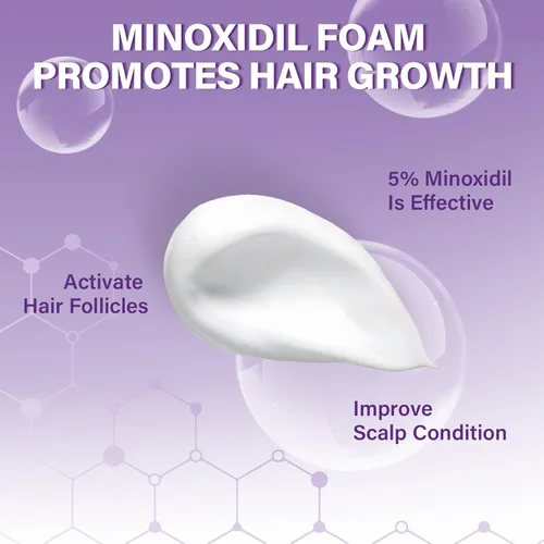 Vista 3 de 5% de espuma de minoxidil para mujer, espuma para el crecimiento del cabello, adecuada para adelgazamiento del cabello, retroceso de la línea
