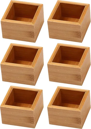 Vista 25 de YBM Home Caja de almacenamiento organizadora de cajones de cocina hecha de bambú, 3x3x2 pulgadas 320