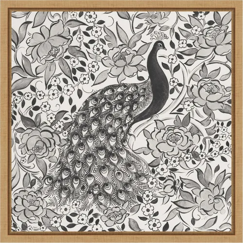 Vista 10 de Amanti Art Framed Canvas Wall Art 16x16 Peacock Garden III BW by Miranda Thomas, Framed Wall Art Canvas, Animals Artwork, Modern Decor, Small Poster