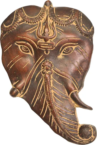 Vista 2 de Exotic India Pipal Hoja Ganesha (para colgar en la pared) – Estatua de latón