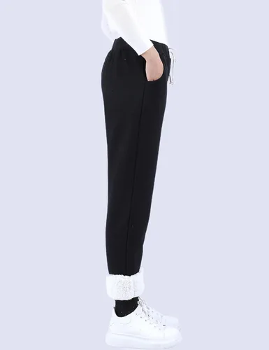 Vista 5 de Yeokou - Pantalones deportivos abrigados de invierno para mujer, con forro de sherpa