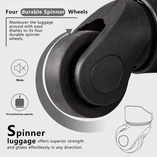 Vista 5 de Coolife Juego de equipaje de 3 piezas maleta Spinner Softshell ligero Negro rojo