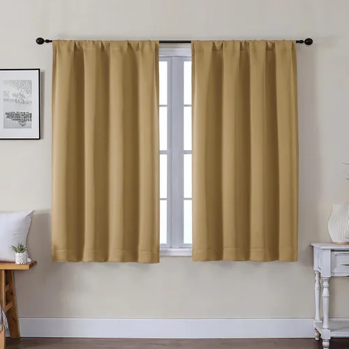 Vista 36 de Gwine Aqua Short Curtains 36 Inches Long - Small Half Window Kitchen Curtains Over Sink, Solid Blackout Curtain for Bathroom Basement Cabinet RV, 2