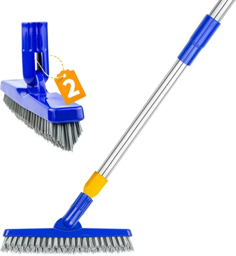 Vista 10 de 2 Pack Cepillo para lechada con mango largo, cepillo giratorio para limpieza de líneas de lechada - Cepillo limpiador de lechada con mango duradero