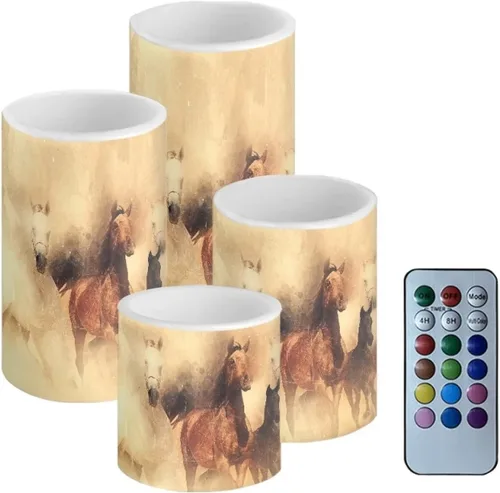 Vista 35 de Velas LED parpadeantes operadas por batería, juego de 4 con control remoto y temporizador, velas de llama danzante, velas de pilar para mesa, Playa