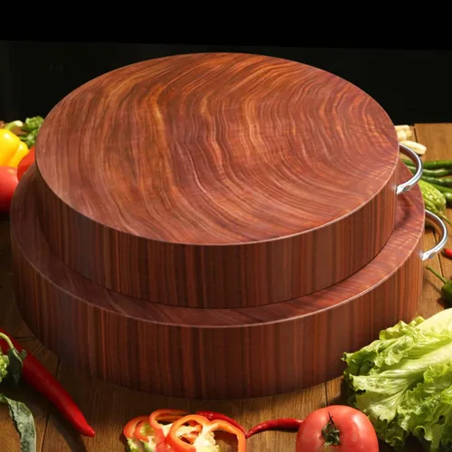 Vista 4 de Wood Butcher for Kitchen with Handles Round Heavy Duty Cutting Board with Handles for Meat Vegetables(30cm/11.8in)
