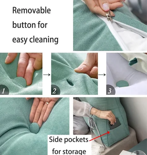 Vista 4 de Almohada de lectura triangular para cama o sofá, almohada grande para cabecero, cojín de cojín de almohada grande para sofá cama, respaldo