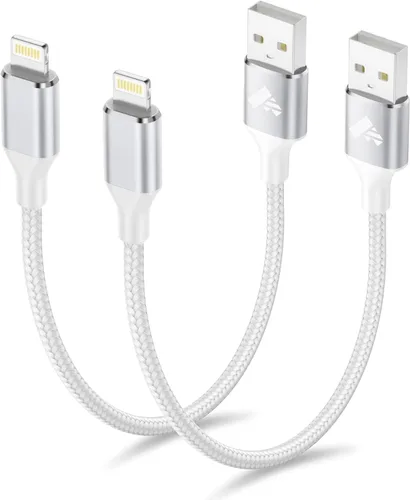 Vista 8 de Aioneus Cable Lightning corto de 1 pie, 2 unidades, [Certificado por Apple] Cable para iPhone de 1 pie de carga rápida de nailon trenzado de 12