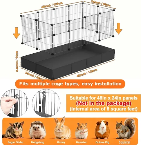 Vista 3 de Revestimiento de lona para jaula de conejillos de indias Base de lona reutilizable, se adapta a conejillos de indias, conejos, chinchillas, erizos