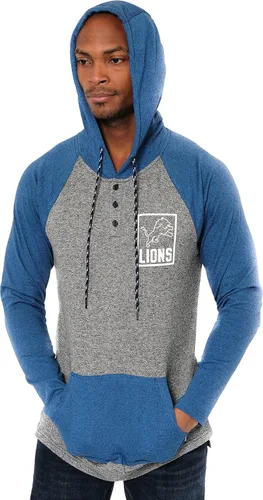 Vista 23 de Ultra Game - Sudadera con capucha de vellón para hombre con cuello Henley de la NFL Negro