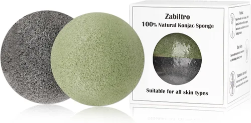 Vista 15 de Esponjas faciales naturales de Konjac - Semicírculos - para una limpieza facial suave y exfoliación ecológica - Cuidado de la piel Limpieza
