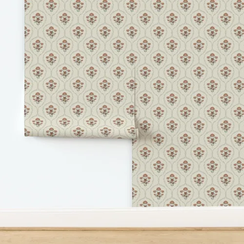 Vista 4 de Spoonflower Papel tapiz floral de granja para despegar y pegar