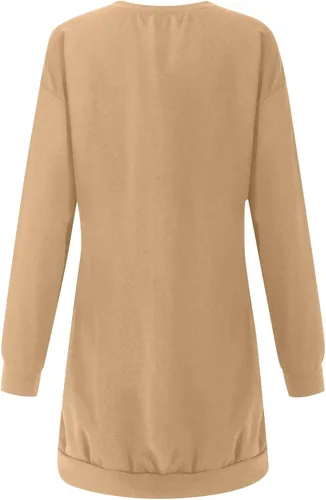 Vista 4 de TWGONE Vestidos de sudadera para mujer, manga larga, cuello redondo, ajuste holgado, sin botones