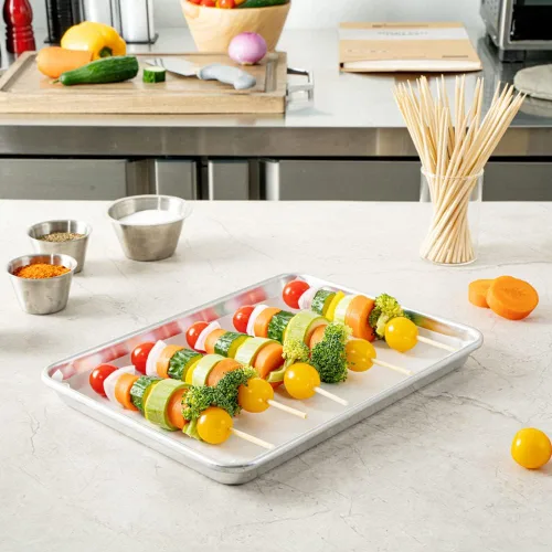 Vista 10 de Restaurantware Robata - Pinchos para asar de 8 pulgadas, 100 pinchos de alta resistencia, pinchos de bambú desechables congelables para verduras