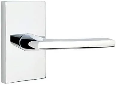 Vista 6 de Emtek Juego de privacidad, roseta rectangular moderna, palanca Helios, negro plano, RH