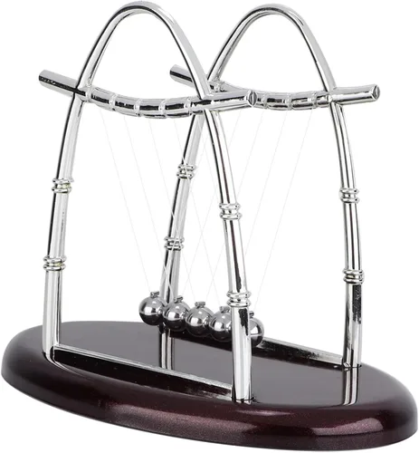 Vista 11 de Bolas de equilibrio clásicas Newton Cradle 5 bolas de acero de péndulo Ulum para oficina y educación escolar Newton bolas de cojinete oscilante (S)
