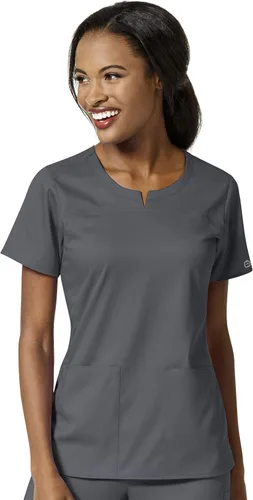 Vista 12 de Wink PRO - Camiseta médica con cuello de muesca y 4 bolsillos para mujer Negro