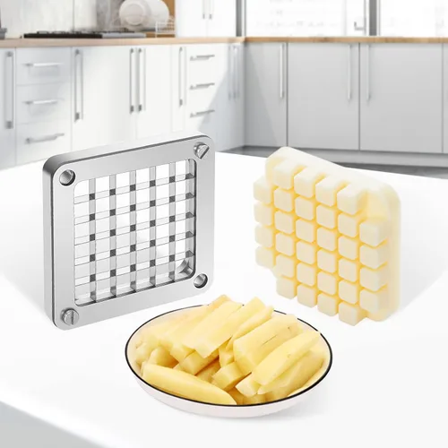 Vista 2 de VEVOR Cuchilla de reemplazo para picadora, 1/2 pulgada, conjunto de 3 cuchillas para freír papas con 6 cuchillos extra, piezas de picadora de acero