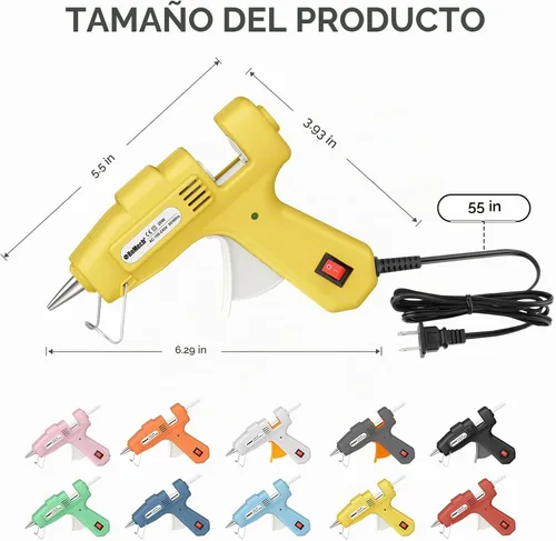Vista 4 de ROMECH Mini pistola de pegamento caliente de 20 W con set de 30 barras de pegamento, kit de pistola de pegamento caliente de precalentamiento rápido