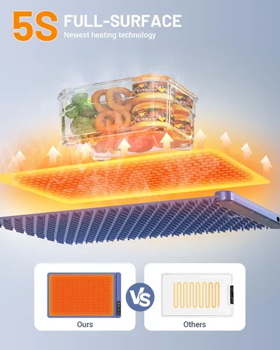 Vista 3 de Tapete de calentamiento de alimentos, tapete de calentamiento de grafeno para alimentos, bandeja de calentamiento eléctrica portátil para fiestas