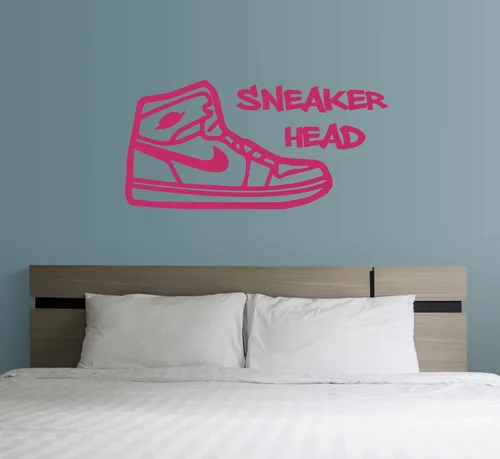 Vista 5 de Calcomanía de pared de vinilo con silueta de tenis – Decoración personalizable para el hogar o la pared de zapatos – Decoración de pared