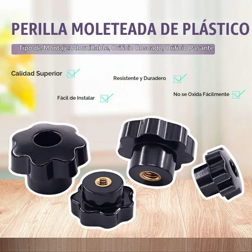 Vista 4 de Swpeet 32 piezas M4 M6 M8 M10 7 Star Pasante Perilla de Agujero de Rosca Hembra Tuerca de Sujeción Kit Surtido de Perillas en Forma de Estrella