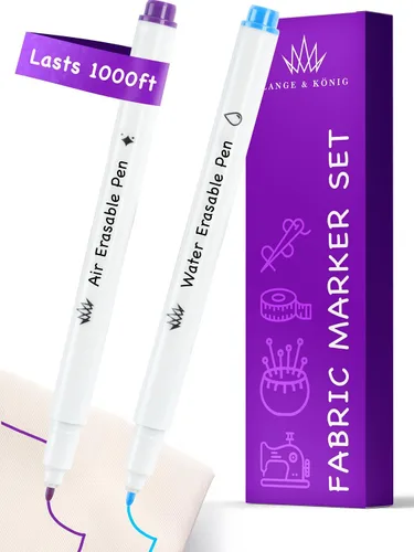 Vista 8 de Lange & König Bolígrafos de Marcado de Tela Borrables con Calor para Costura - 4 Bolígrafos + 8 Repuestos - Suministros de Costura Suministros