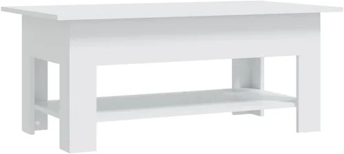 Vista 3 de White Engineered Wood Coffee Table 40.2" Rectangular with Storage Shelf, Modern Matte Finish, Small Coffee Table for Living Room, Bedroom, Apartment