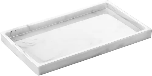Vista 13 de Emibele Bandeja de tocador de baño, bandeja rectangular de resina de mármol Tinta azul