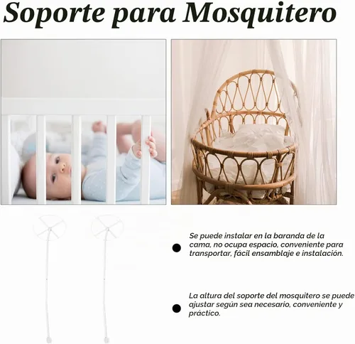 Vista 5 de NUOBESTY Soporte de toldo para cuna con mosquitera de red, accesorio para cuna de bebé, soporte de cama de guardería, fácil de montar