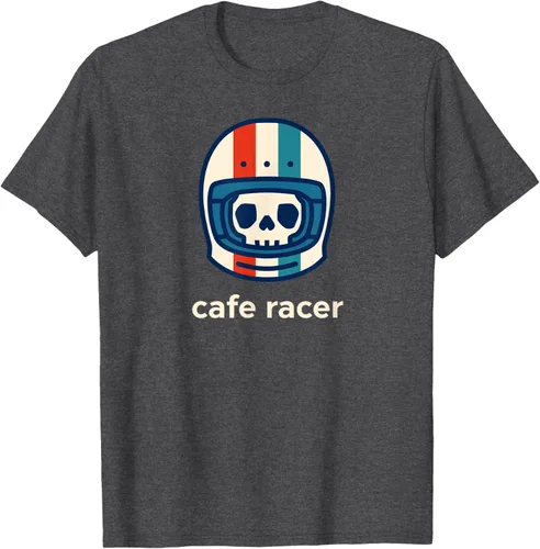 Vista 27 de Cafe Racer Moda Simple Casco Diseño Motocicleta Camiseta Negro