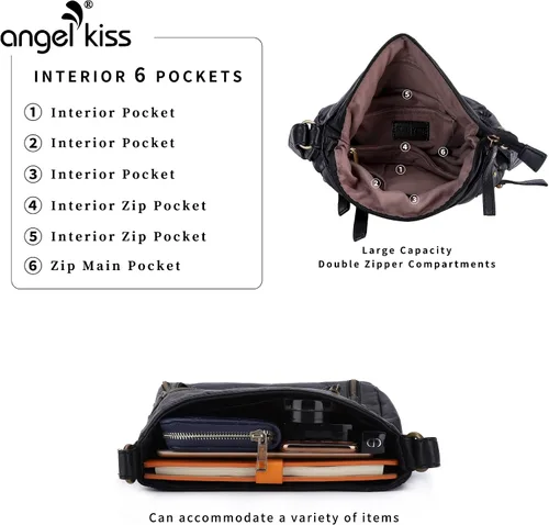Vista 5 de Angel Kiss Bolsos cruzados, bolsos de hombro y bolsos para mujer, con múltiples bolsillos, para uso diario, suave, tipo hobo monederos tamaño mediano