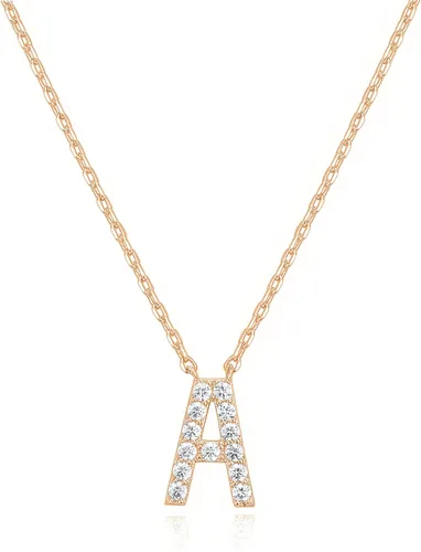 Vista 116 de PAVOI 14K White Gold Plated Cubic Zirconia Initial Necklace Letter Dainty Necklaces for Women
