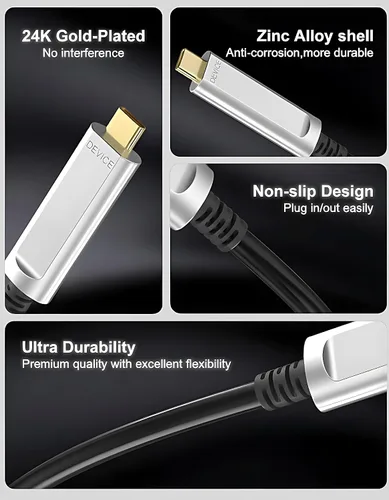 Vista 2 de Cable de fibra óptica USB A a USB C de 33 pies, cable óptico activo USB 3.2 Gen2 de 10 Gbps, Plug & Play, no requiere controlador, cero