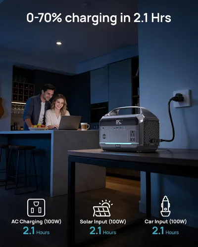 Vista 4 de DARAN Estación de energía portátil de 350W 600W Surge, 288Wh con Brillo negro